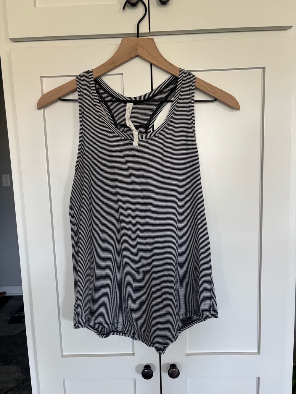lululemon athletica Black & White Striped Racerback Tank